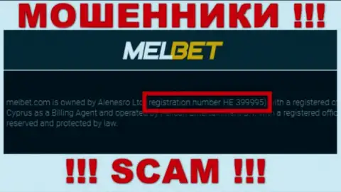 Регистрационный номер МелБет Ком - HE 399995 от кражи вложений не спасает
