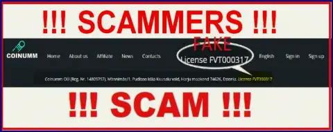 Coinumm Com thiefs do not have a license - look ahead