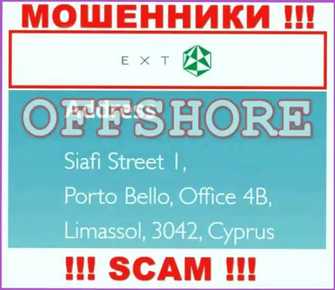 Siafi Street 1, Porto Bello, Office 4B, Limassol, 3042, Cyprus это адрес регистрации организации EXT, находящийся в оффшорной зоне