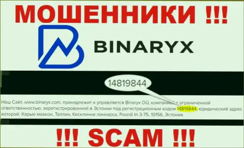Binaryx Com не скрывают регистрационный номер: 14819844, да и для чего, разводить клиентов номер регистрации вовсе не мешает