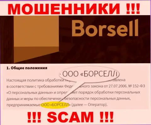 Мошенники Borsell Ru принадлежат юридическому лицу - ООО БОРСЕЛЛ
