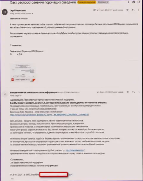 Требования мошенников Borsell Ru удалить информационную статью об их ухищрениях с глобальной интернет сети