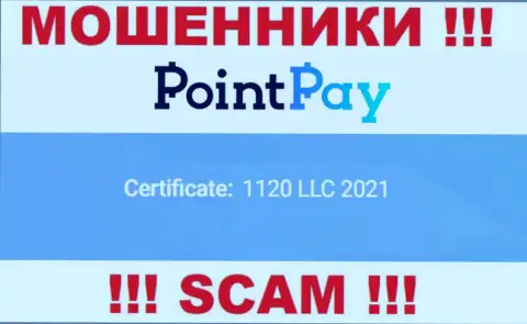 Рег. номер ПоинтПей, который представлен мошенниками на их web-ресурсе: 1120 LLC 2021