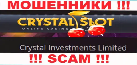 Контора, которая управляет жуликами Кристал Слот Ком - это Crystal Investments Limited