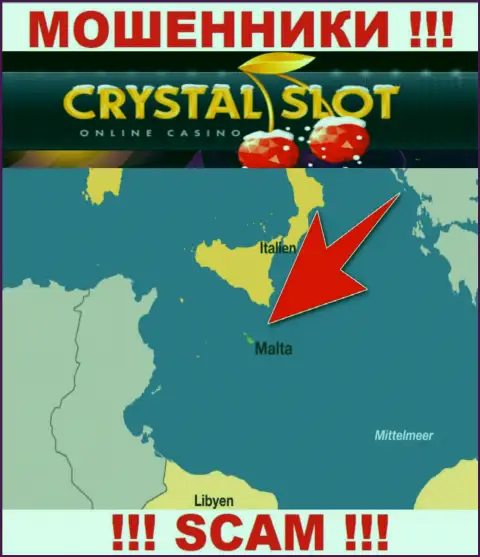 Malta - вот здесь, в офшорной зоне, зарегистрированы internet-мошенники CrystalSlot