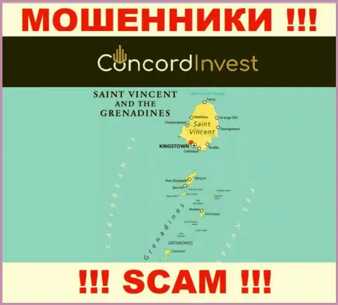 Сент-Винсент и Гренадины - здесь, в оффшорной зоне, отсиживаются интернет мошенники Конкорд Инвест