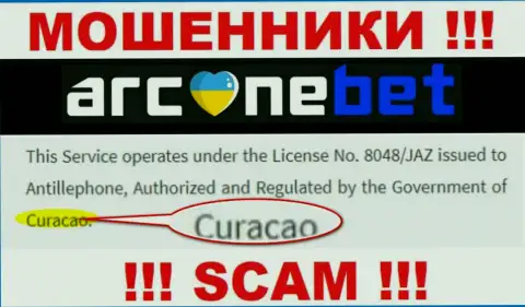 Аркане Бет - это internet разводилы, их место регистрации на территории Curaçao